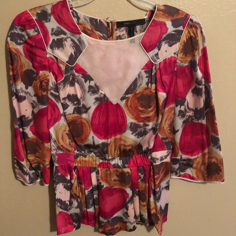 BCBGMaxAzria floral silk blouse